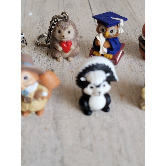 Miniature friends of forest raccoons squirrel Hedgehog owl unique set figure - Picture 2 of 12